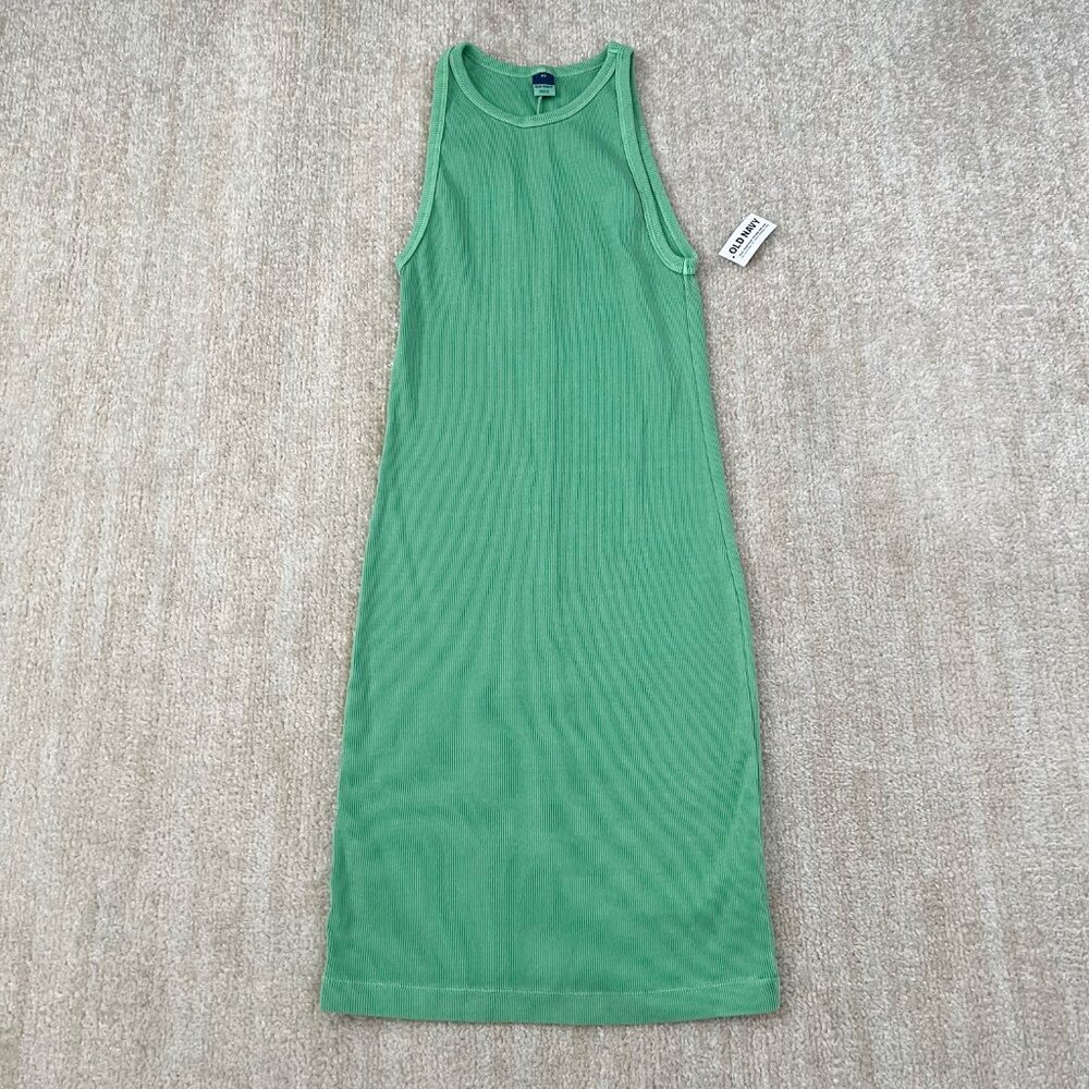 NWT Old Navy Ribbed Green Midi Dress XS High Neck
